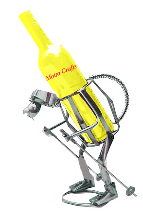 Wine caddy/metal Figurine/metal wine bottle holders/ skiing